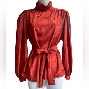 True Vintage - 70s Orange Elegant Women's Satin Top